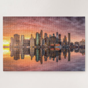 New York City Skyscrapers Skyline Sunset Travel Legpuzzel