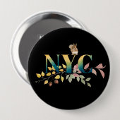 New York City & Squirrel Colorful Button (Voorkant /achterkant)