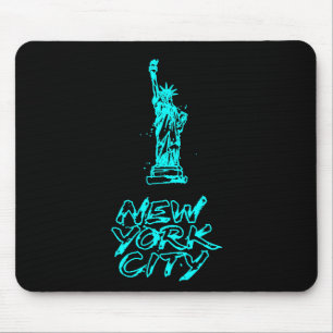 New York City-standbeeld van de vrijheid neon-cyan Muismat