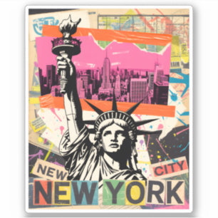 New York City Standbeeld van de Vrijheid Retro Pun Sticker