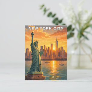 New York City Standbeeld van de Vrijheid Vintage S Briefkaart