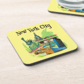  New york City standbeeld van vrijheid Reiskunst Bier Onderzetter (Linkerzijde)