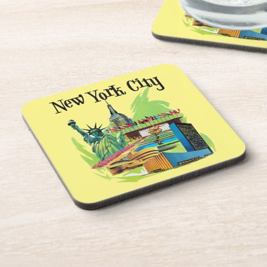  New york City standbeeld van vrijheid Reiskunst Bier Onderzetter (Linkerzijde)