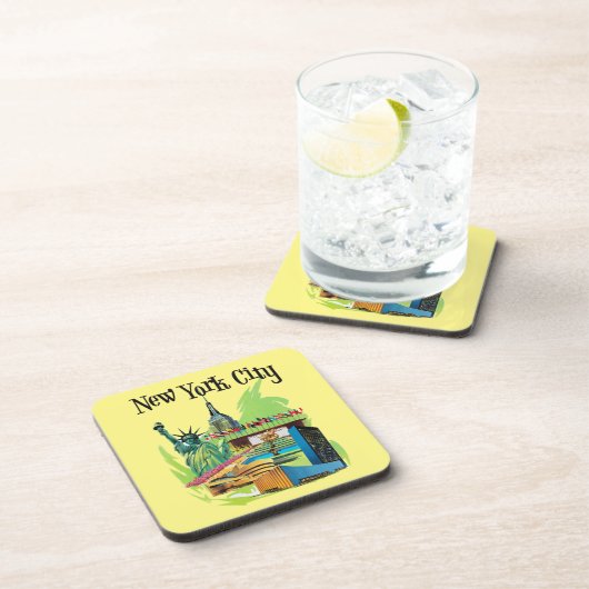  New york City standbeeld van vrijheid Reiskunst Bier Onderzetter (Rechterzijde)