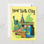  New york City standbeeld van vrijheid Reiskunst Briefkaart (Voorkant / Achterkant)