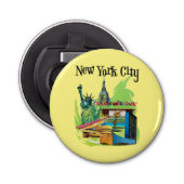 New york City standbeeld van vrijheid Reiskunst Button Flesopener (Voorkant)
