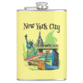  New york City standbeeld van vrijheid Reiskunst Heupfles (Voorkant)