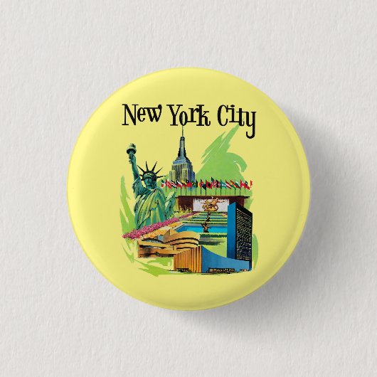 New york City standbeeld van vrijheid Reiskunst Ronde Button 3,2 Cm (Voorkant)