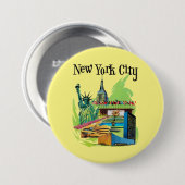  New york City standbeeld van vrijheid Reiskunst Ronde Button 7,6 Cm (Voorkant /achterkant)