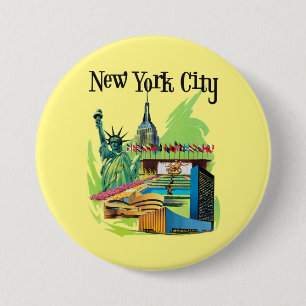 New york City standbeeld van vrijheid Reiskunst Ronde Button 7,6 Cm