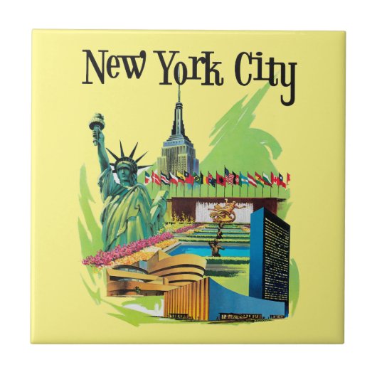  New York City standbeeld van vrijheid Reiskunst Tegeltje (Voorkant)