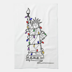 New York City Statue of Liberty Kerstlampjes Theedoek