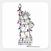 New York City Statue of Liberty Kerstlampjes Vierkante Sticker (Voorkant)