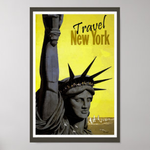 New York CIty Statue of Liberty Retro  Poster