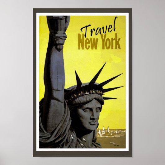 New York CIty Statue of Liberty Retro  Poster (Voorkant)