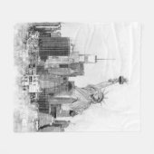 New York City Statue of Liberty Sketch Fleece Deken (Voorkant (Horizontaal))