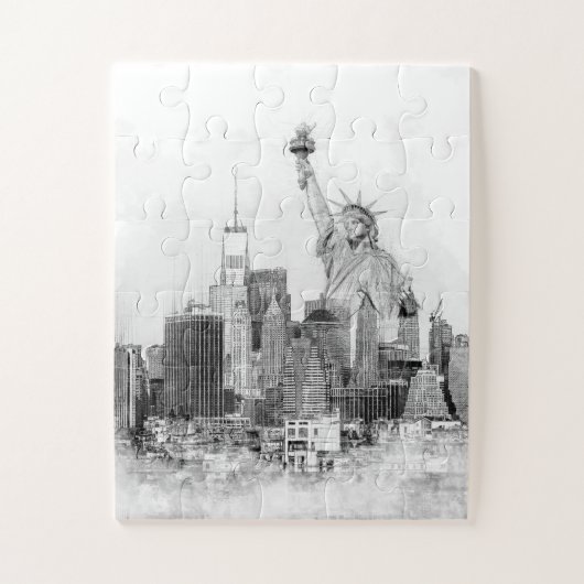 New York City Statue of Liberty Sketch Legpuzzel (Verticaal)