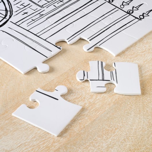 New York City Stoop Black en White Jigzaag Puzzle Legpuzzel (Zijkant)