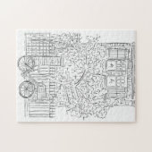 New York City Stoop Black en White Jigzaag Puzzle Legpuzzel (Horizontaal)