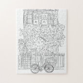 New York City Stoop Black en White Jigzaag Puzzle Legpuzzel (Verticaal)