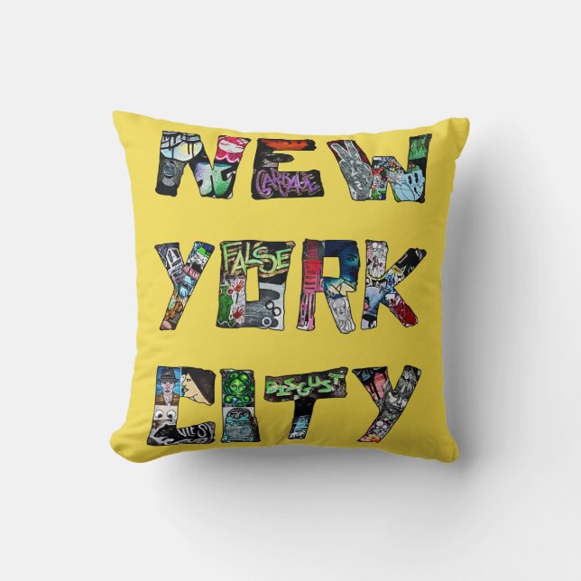 New York City Street Art Throw Cushion Kussen (Voorkant)