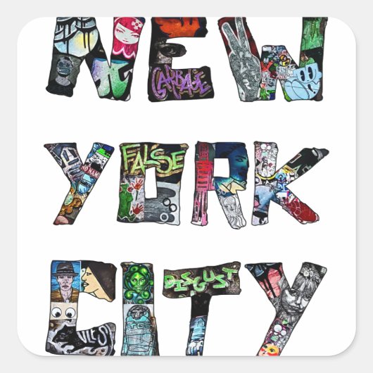 New York City Street Art Vierkante Sticker (Voorkant)