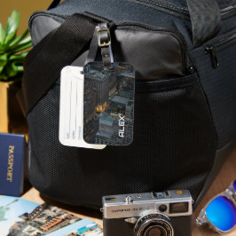 New York City Street bij nacht - Urban Lights Bagagelabel