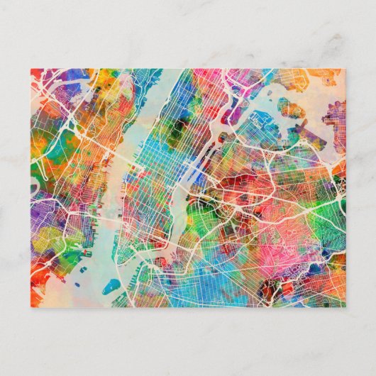 New York City Street Map Briefkaart (Voorkant)