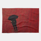 New York City Street Scene, Rainy Day Umbrella Theedoek (Horizontaal)