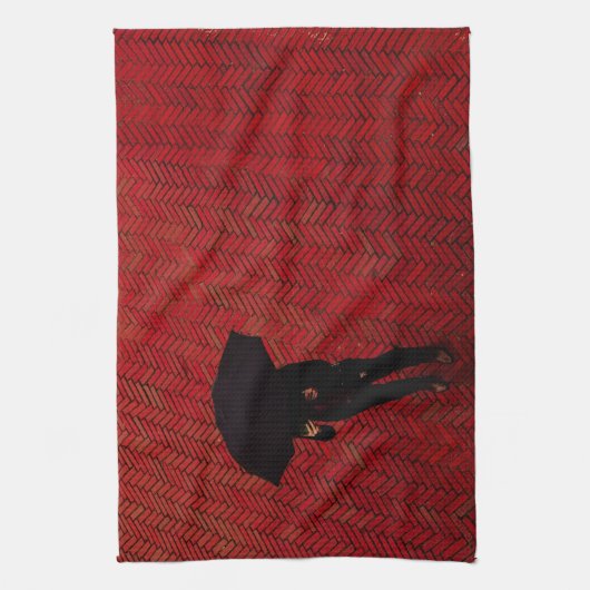 New York City Street Scene, Rainy Day Umbrella Theedoek (Verticaal)