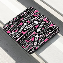 New York City Street Signs Pink, Black en White