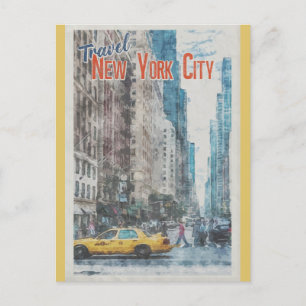 New York City Street Taxi Travel Briefkaart