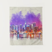 New York City Sunset - gemengde media Wandkleed (Voorkant)