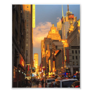 New York City Sunset Midtown Theater District NYC Foto Afdruk