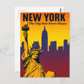 New York City Sunset Skyline Briefkaart (Voorkant / Achterkant)