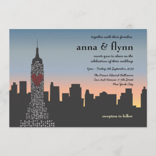 New York City Sunset Skyline Wedding Invitation Kaart