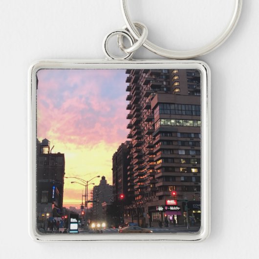 New York City Sunset Upper West Side Buildings NYC Sleutelhanger (Voorkant)