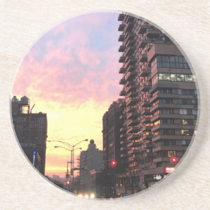 New York City Sunset Upper West Side Buildings NYC Zandsteen Onderzetter
