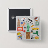 New York City-symbolen Vierkante Button 5,1 Cm (Voorkant /achterkant)