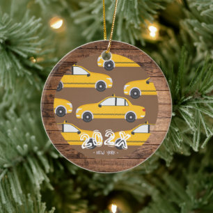 New York City Taxi Aangepaste naam- Jaar Keramisch Ornament