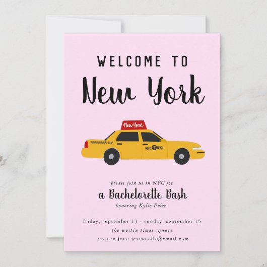 New York City Taxi Bachelorette Party Kaart (Voorkant)