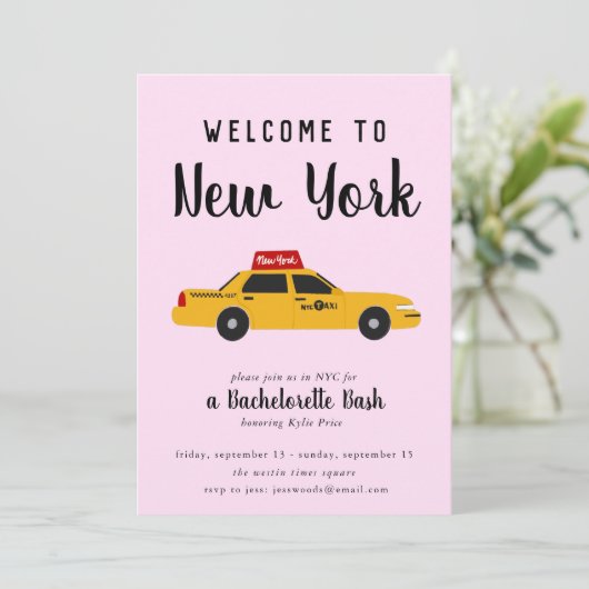New York City Taxi Bachelorette Party Kaart (Staand voorkant)