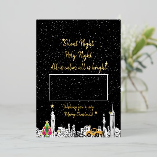New York City Taxi City Christmas Kaart met foto (Staand Voorkant)