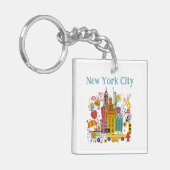 New York City tekent een kleurrijke Sleutelhanger (Voorkant Links)