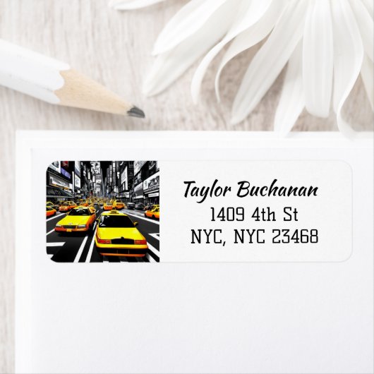 New York City thema gele taxi's Etiket (Insitu)