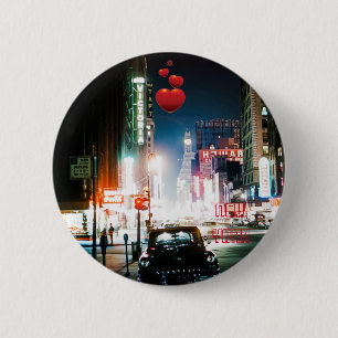 NEW YORK CITY TIMES SQUARE 1950'S NEON NGHT PHOTO RONDE BUTTON 5,7 CM
