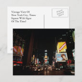  New York City Times vierkant Theater Signaleert Briefkaart (Voorkant / Achterkant)