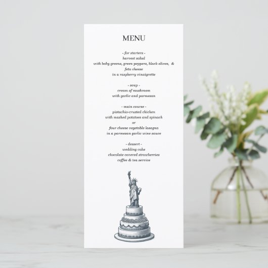 New York City Trouwtaart Menu (Staand voorkant)