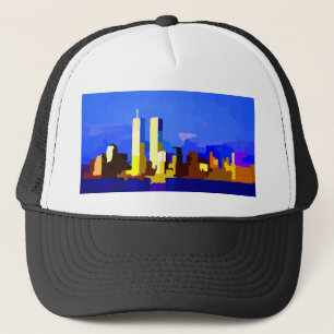 New York City Twin Towers Skyline Trucker Pet