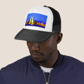 New York City Twin Towers Skyline Trucker Pet (In situ)